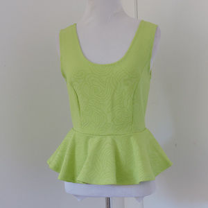 JOYCE NWT LIME GREEN PEPLUM TOP SZ M